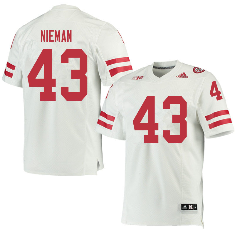 Men #43 Mason Nieman Nebraska Cornhuskers College Football Jerseys Sale-White - Click Image to Close